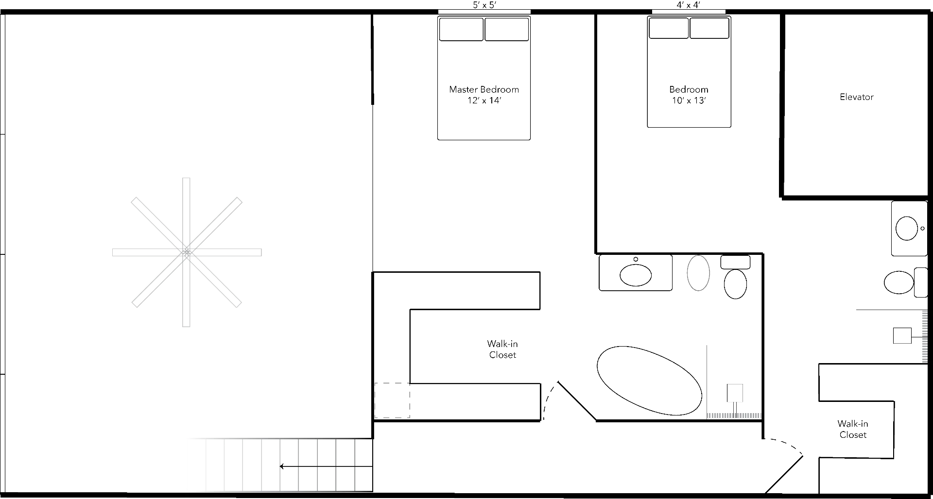 Loft 201 Upper level floor plan